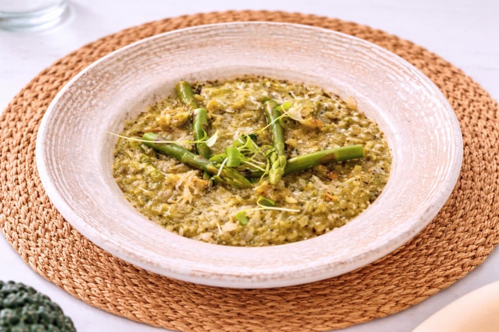 Spinach Risotto with Prawns